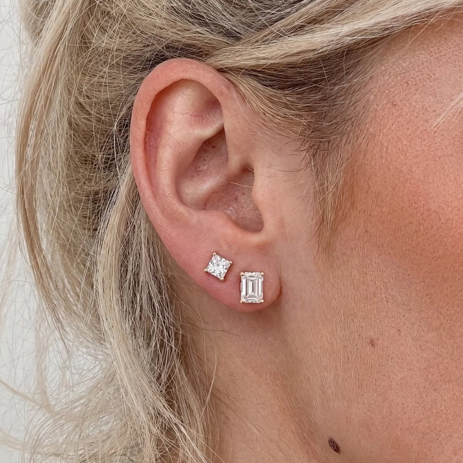 Princess Cut Moissanite Stud Earrings