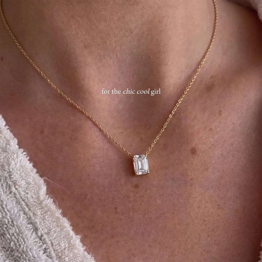 Emerald Cut Moissanite Necklace