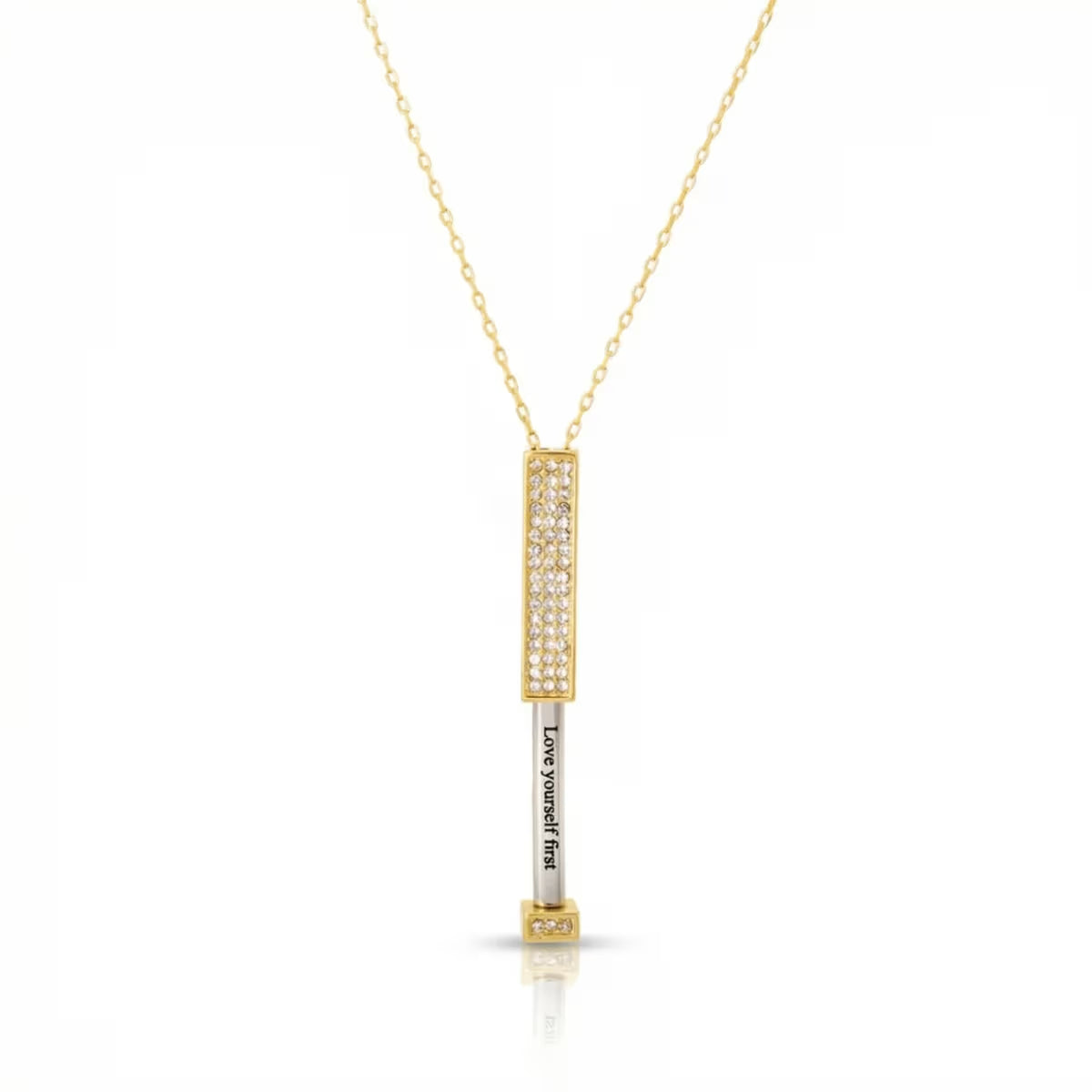3D Hidden Bar "Love yourself first" Necklace