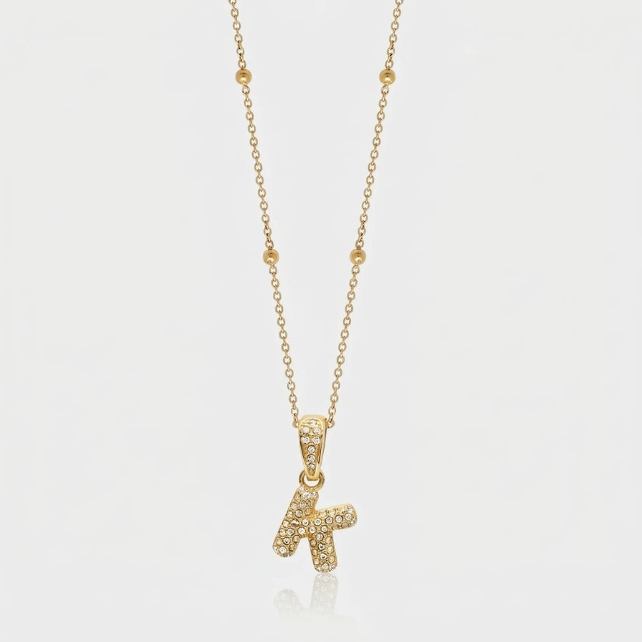 Bubble Initial Necklace - Custom Gold Letter in 18K gold