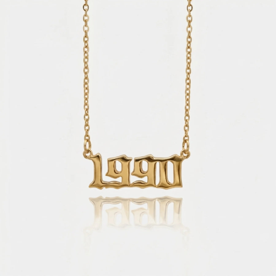 Birthdate Necklace - Personalised Gold Year in 18K gold or sterling silver