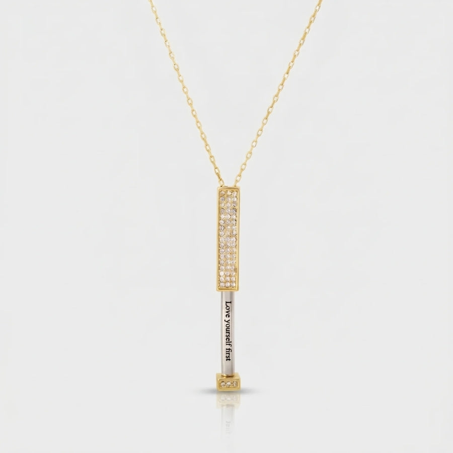 Hidden Message Necklace - Engraved Gold Bar in 18K gold or sterling silver