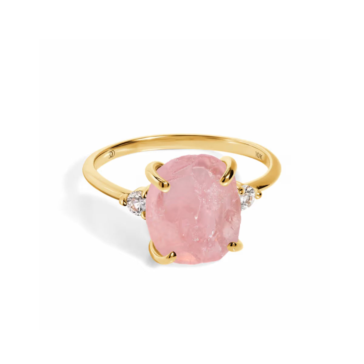 Raw Rose Quartz Ring with natural gemstone detail