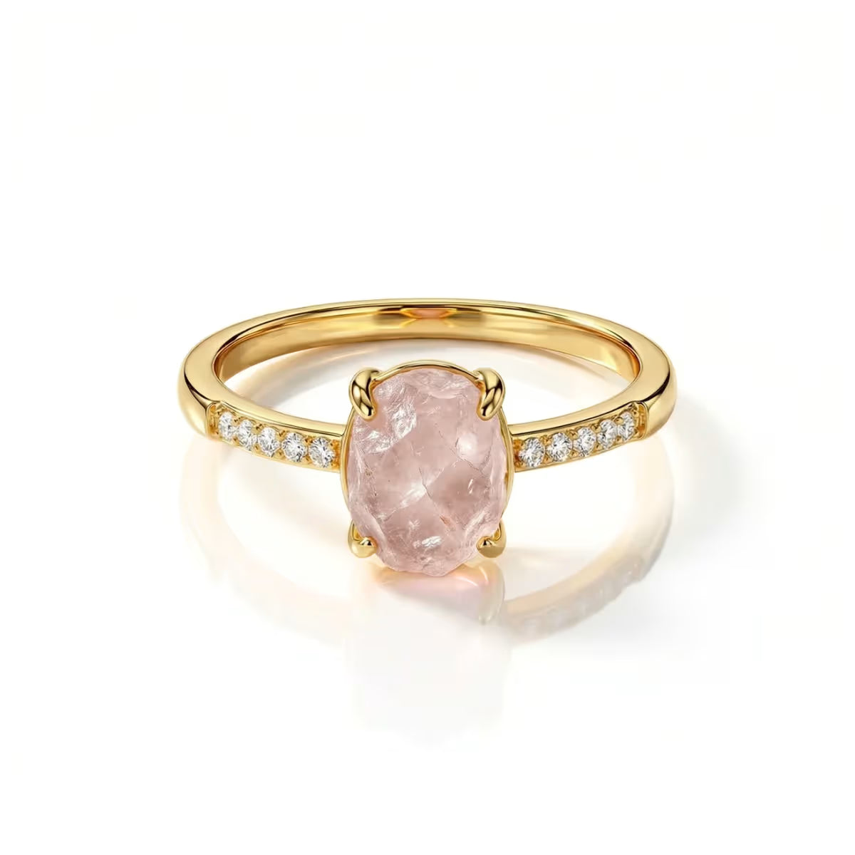 Lumière Rose Quartz Ring with natural gemstone detail