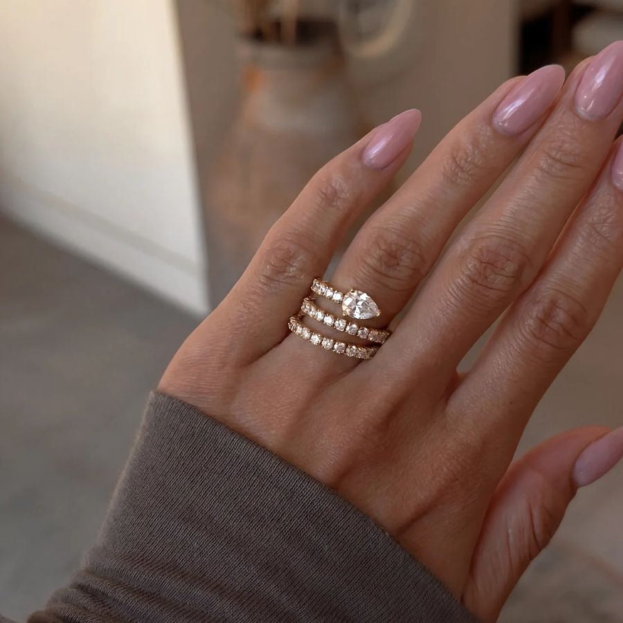 Pear Wrap Tennis Ring