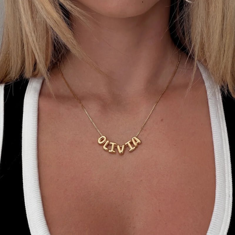 à Bulle Prénom Collier - 3D Or Personnalisé