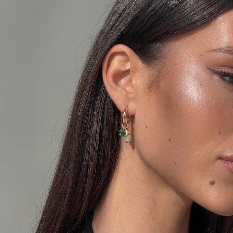 Charm Hoop Earrings - Wisdom Green