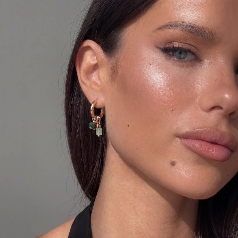 Charm Hoop Earrings - Wisdom Green