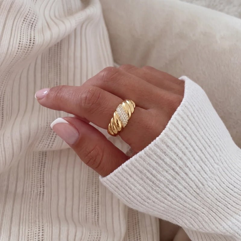 Bague Croissant - Serpentina Pavée