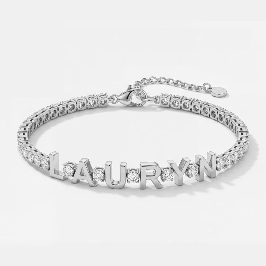 Custom Name Tennis Bracelet texture close-up