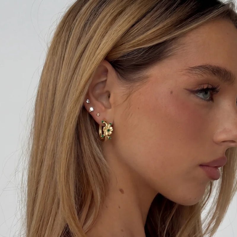 Flower Créole Boucles d'Oreilles - Sagesse Vert