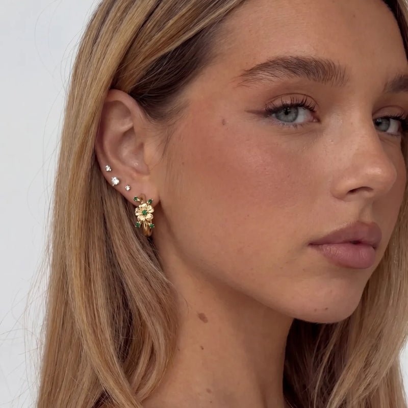 Flower Créole Boucles d'Oreilles - Sagesse Vert
