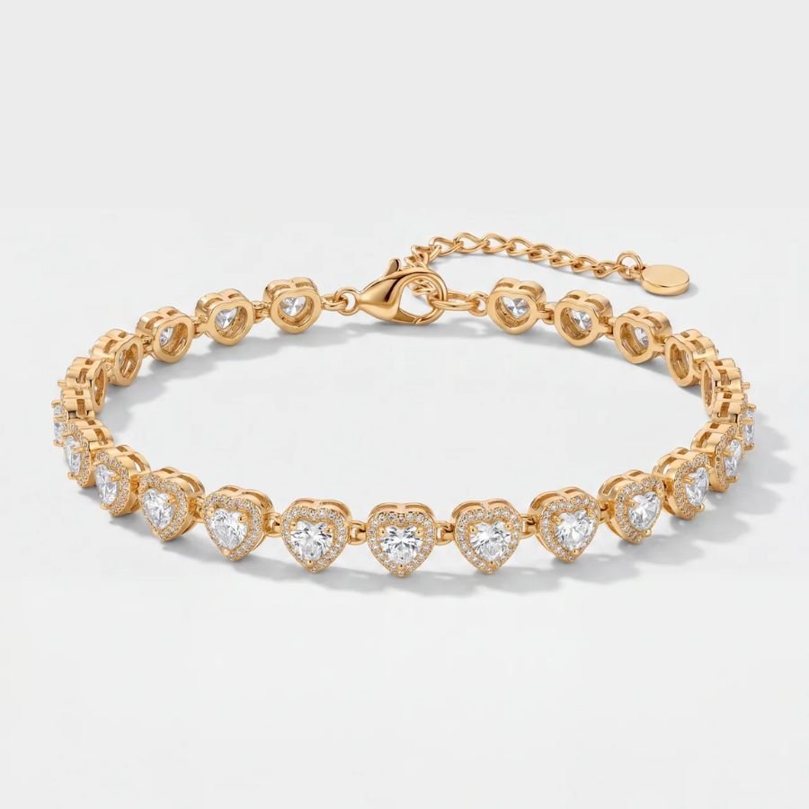 Gold Heart Halo Bracelet