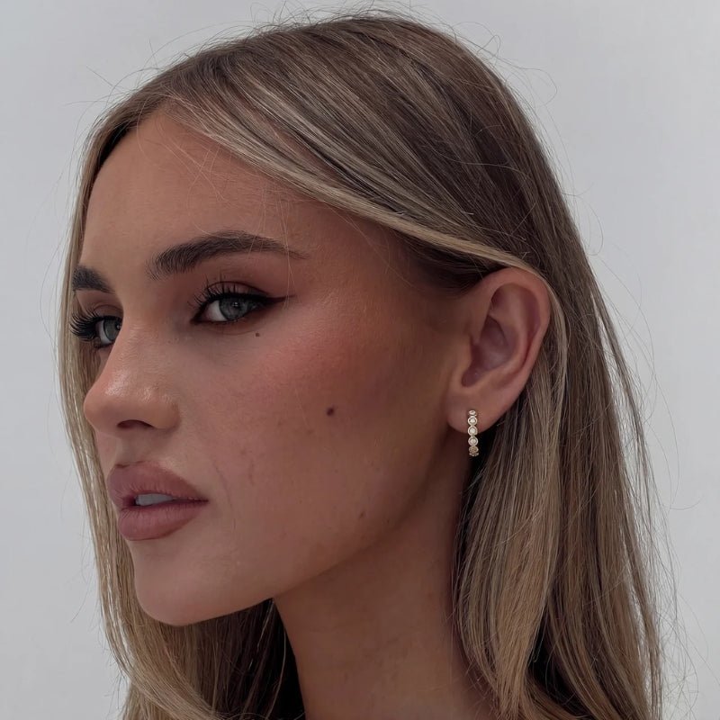 Boucles d'Oreilles Créoles Or - Tennis Sertissage