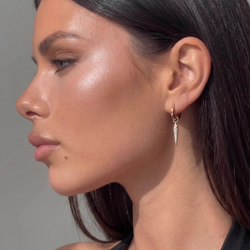 Gold Hoop Earrings - Vega Drop Pavé
