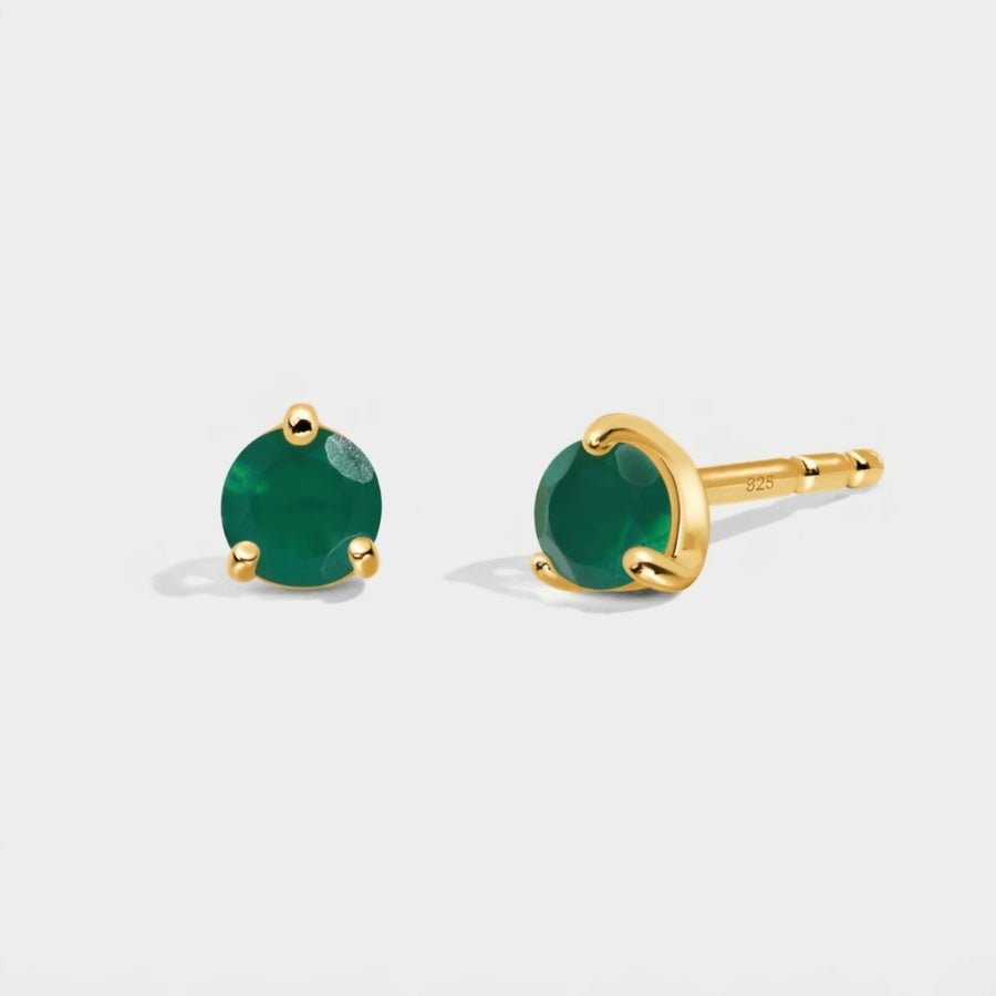 Green Onyx Round Earrings in 18K gold
