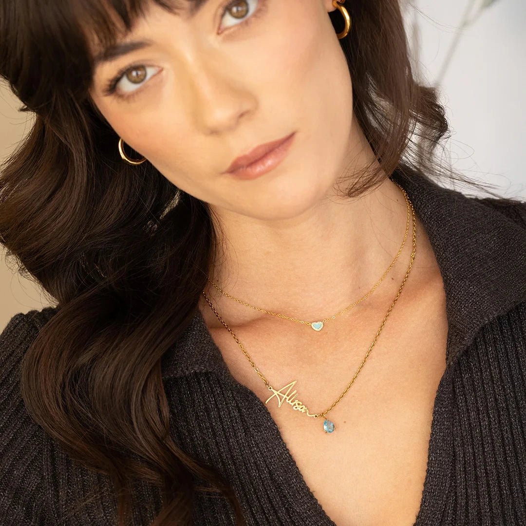 Handmade Birthstone Name Necklace - View 2