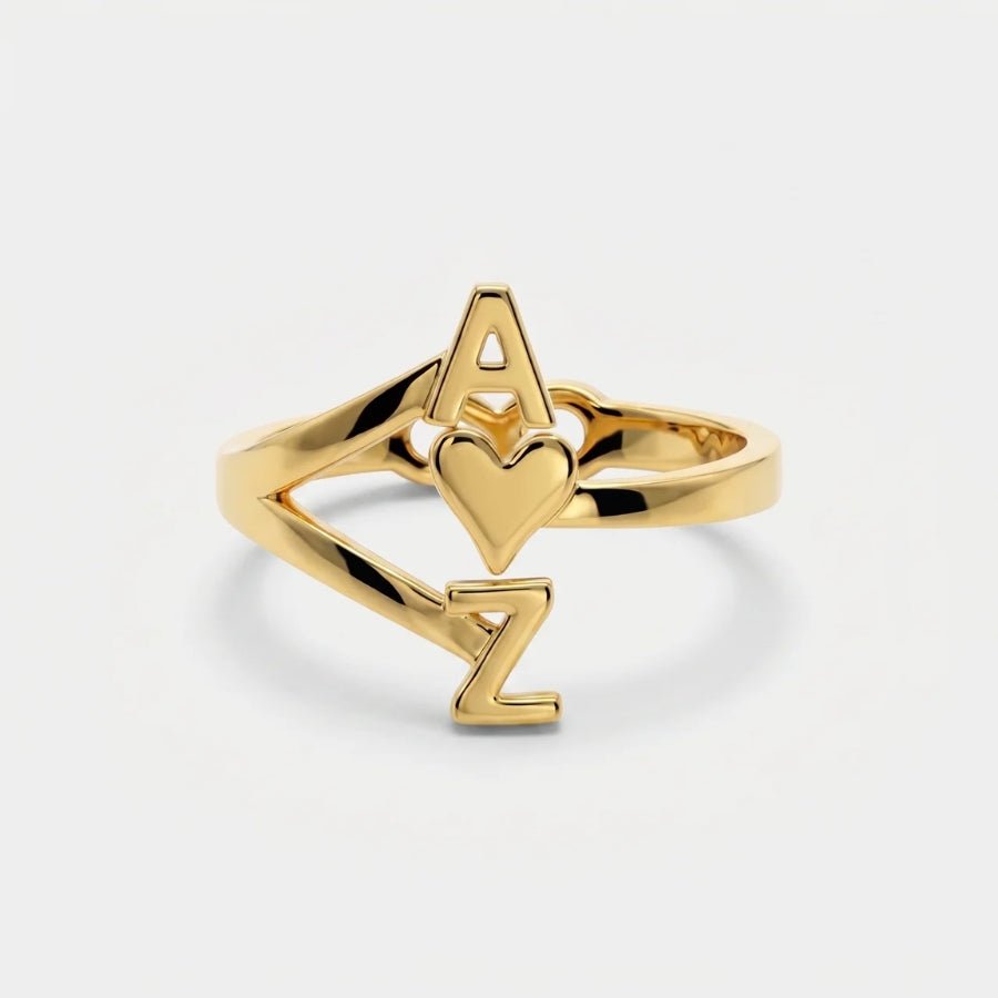 Initial Heart Ring in 18K gold or sterling silver