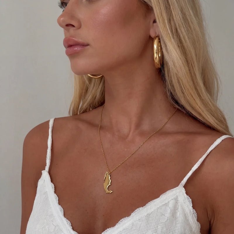 Collier Carte - Pendentif Pays Or Personnalisé