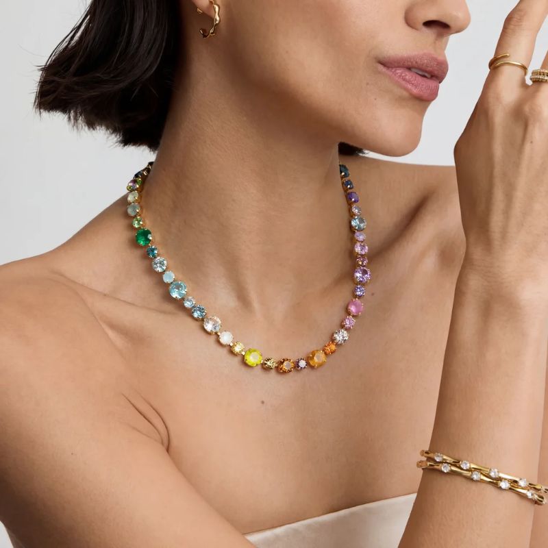 Multicolor Crystal Tennis Necklace