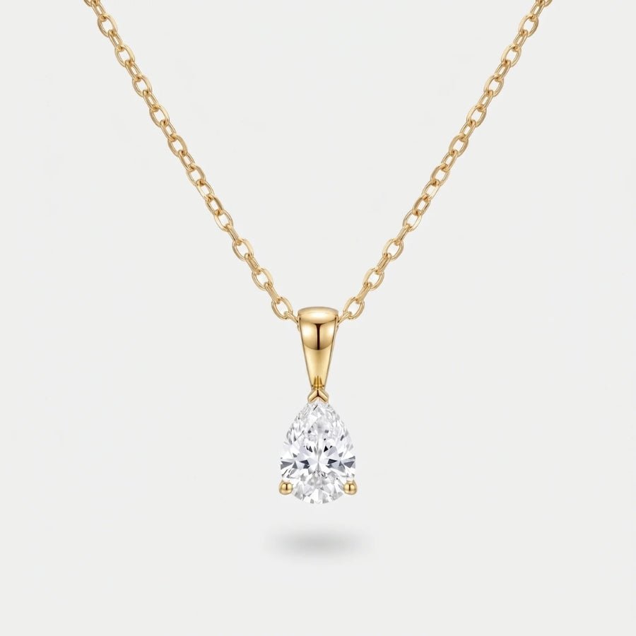 Pear Cut Teardrop Necklace in 18K gold or sterling silver