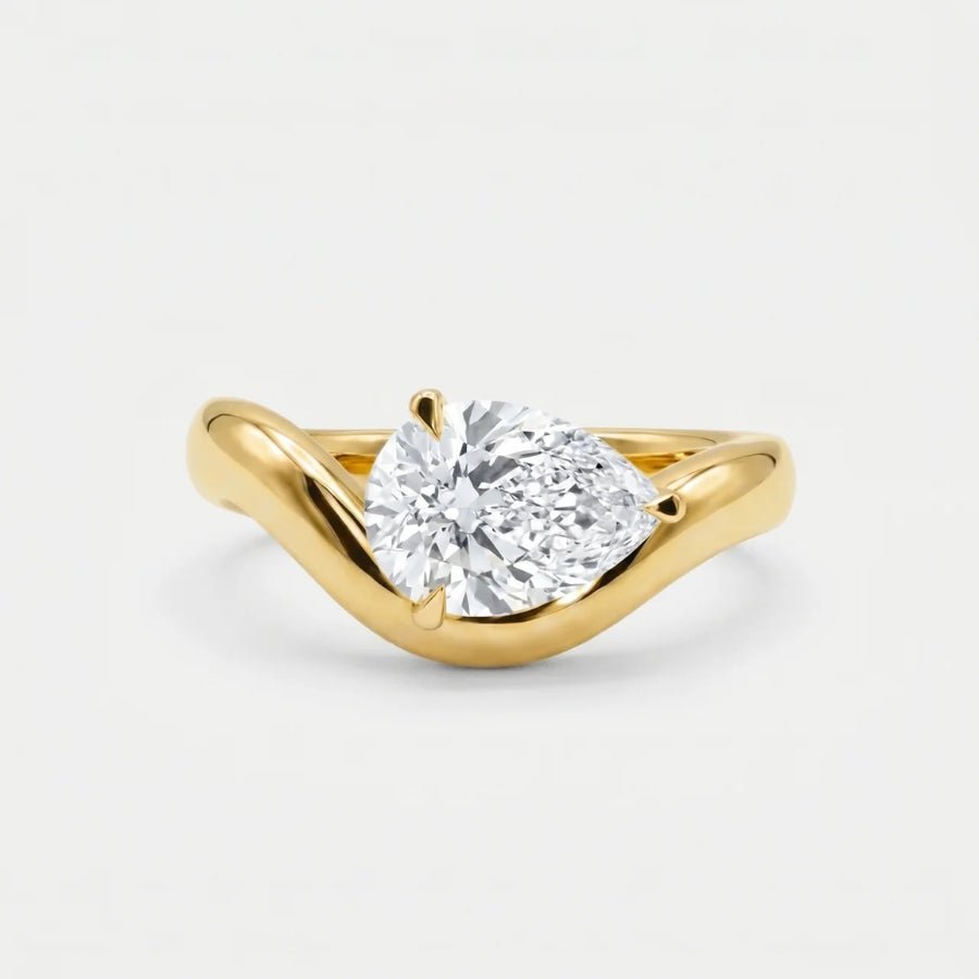 Pear Solitaire Bypass Ring in 18K gold or sterling silver