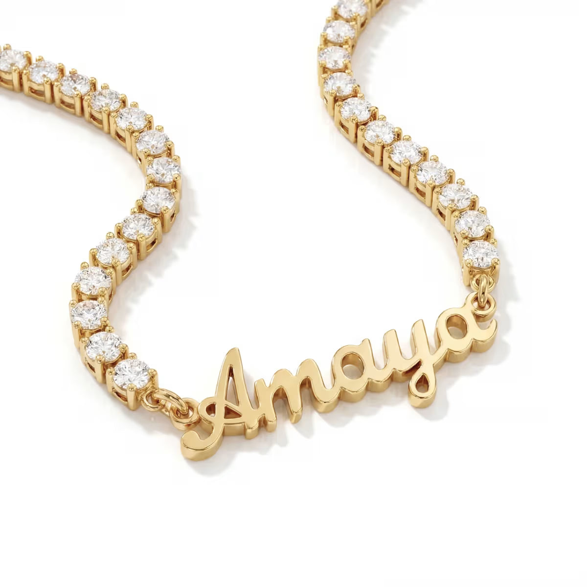 personalised The Custom Tennis Name Necklace in waterproof gold