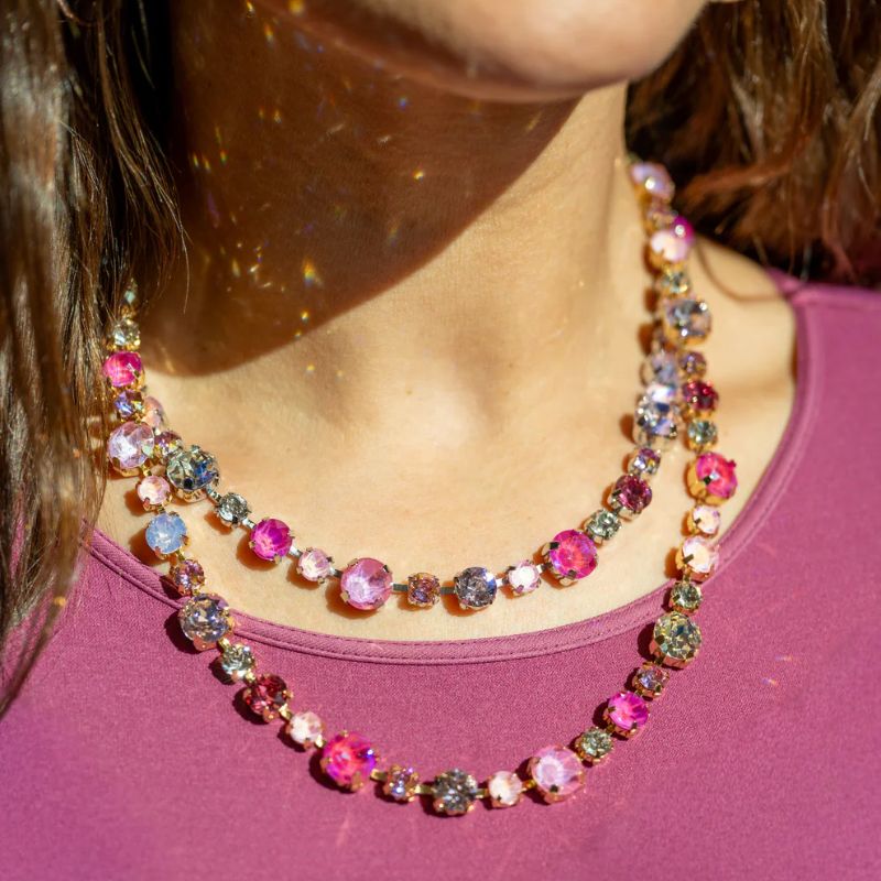 Rose Crystal Tennis Necklace
