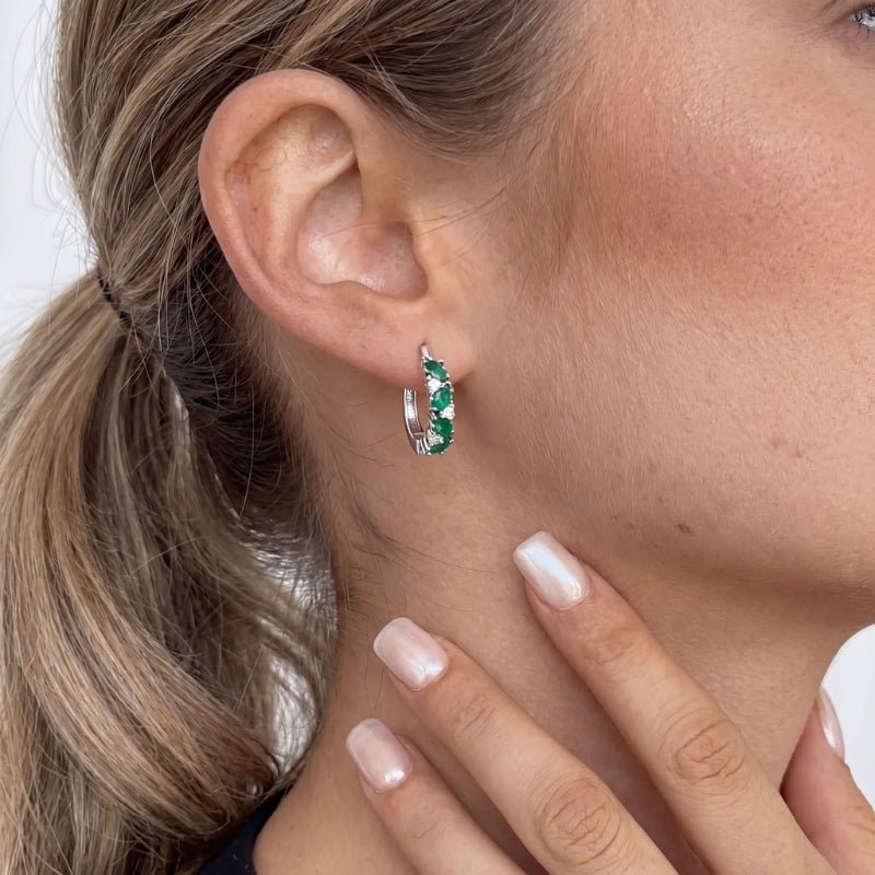 Argent Emerald Boucles d'Oreilles - Sagesse
