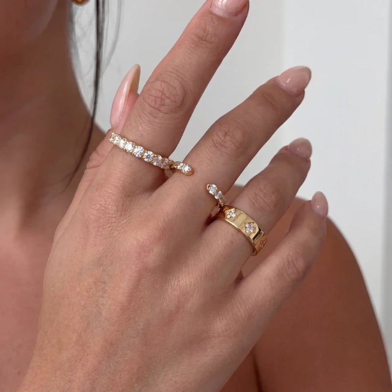 Anello Fascia Tennis - Mezza Eternità CZ