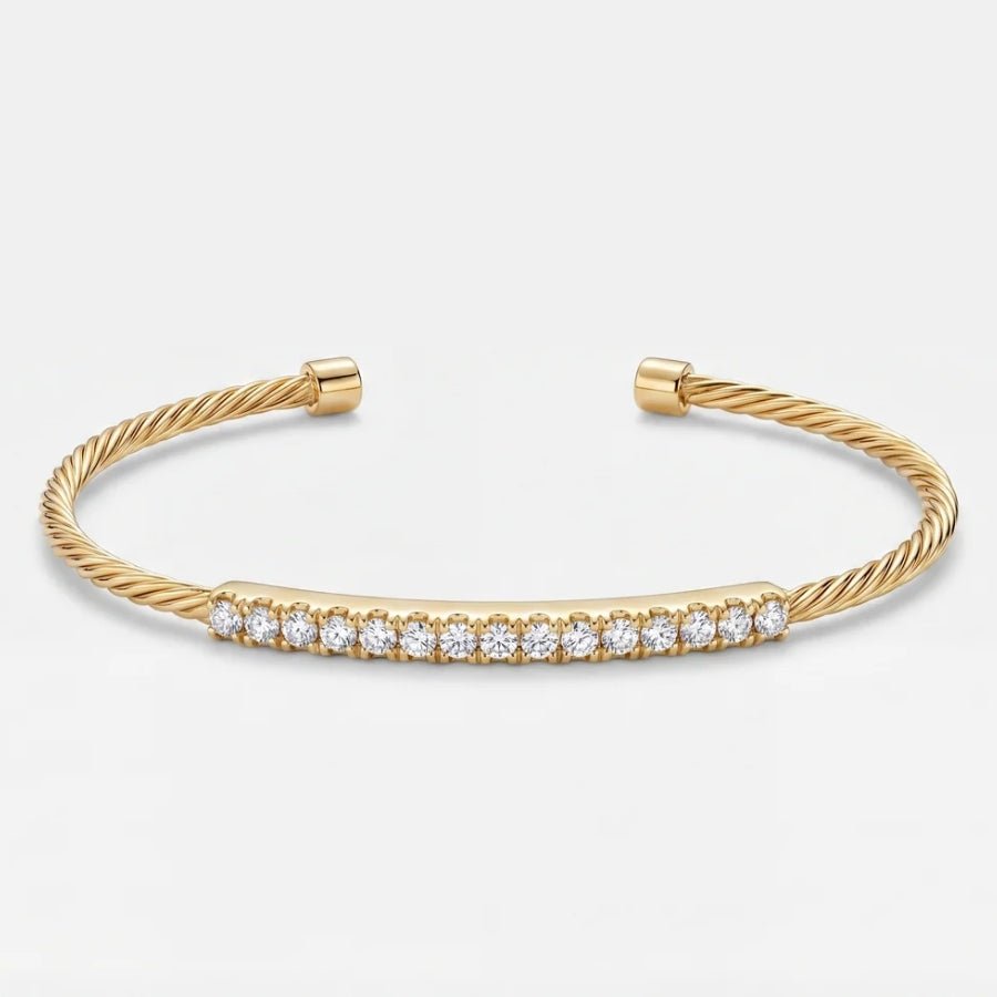 Tennis Flexi Cut Cuff Bracelet in 18K gold or sterling silver