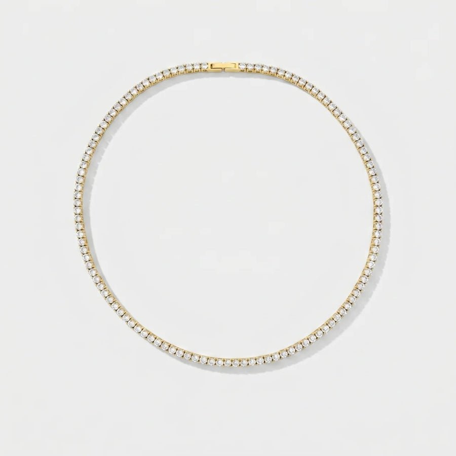 Crystal Choker Necklace - Gold Tennis in 18K gold or sterling silver