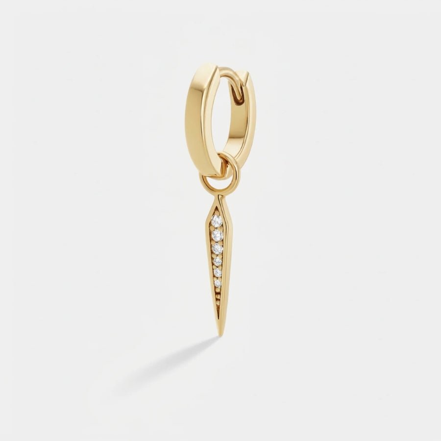 Vega Drop Hoop in 18K gold or sterling silver