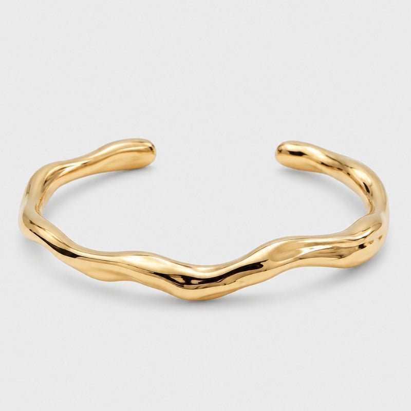 Wave Bangle Bracelet - Thea Gold