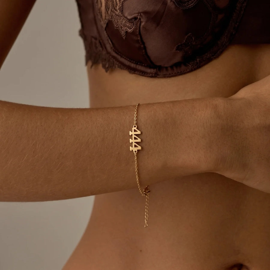 Angel Number Anklet & Bracelet worn on ankle