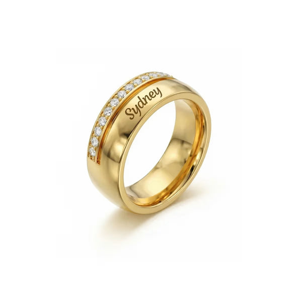 Moonela Double Band Ring in gold-tone PVD stainless steel, a layered everyday ring with tactile appeal