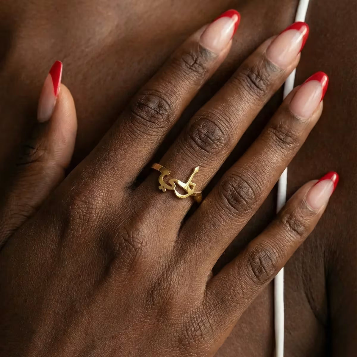 Arabic Calligraphy Ring close up showing tarnish-free detail