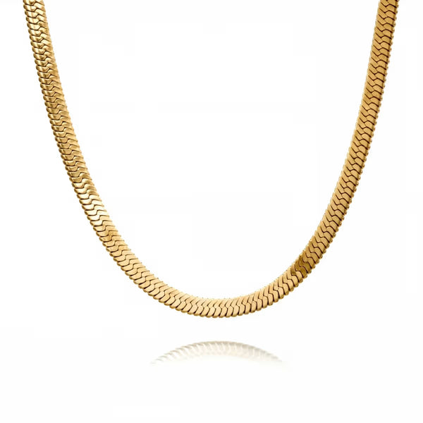 The Herringbone Chain gold flat chain collier for layebague with name colliers