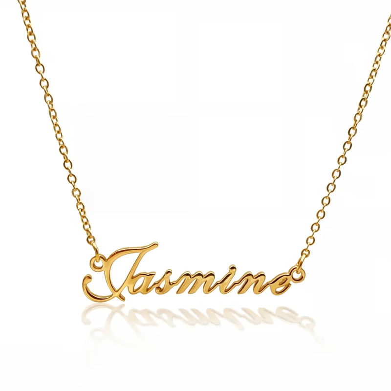 Ella gold name collana personalised cursive script pendant by Moonela UK