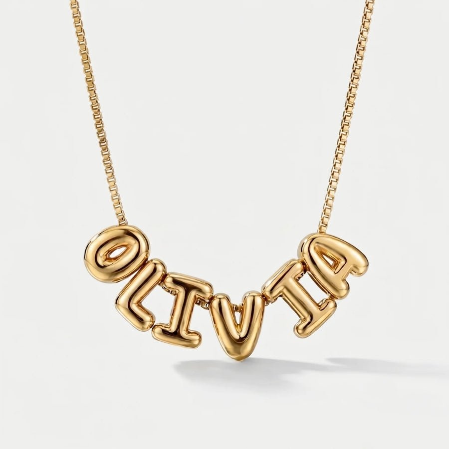 Bubble Name Necklace - 3D Gold Personalised in 18K gold or sterling silver