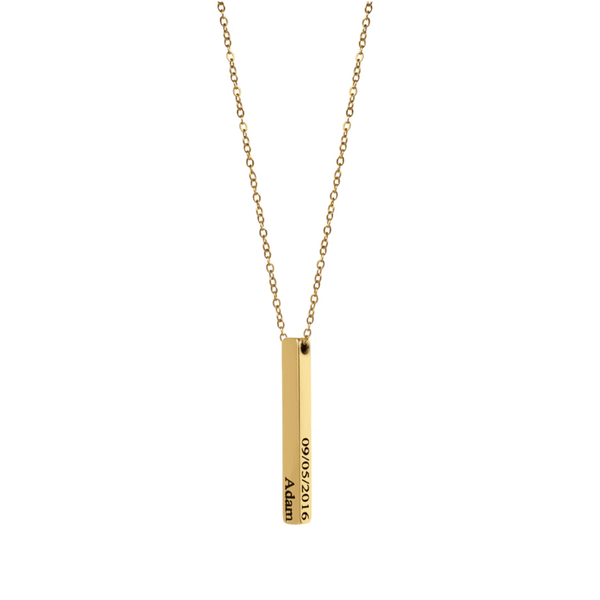 4 sides bar custom engraved necklace baby name date weight push present gift