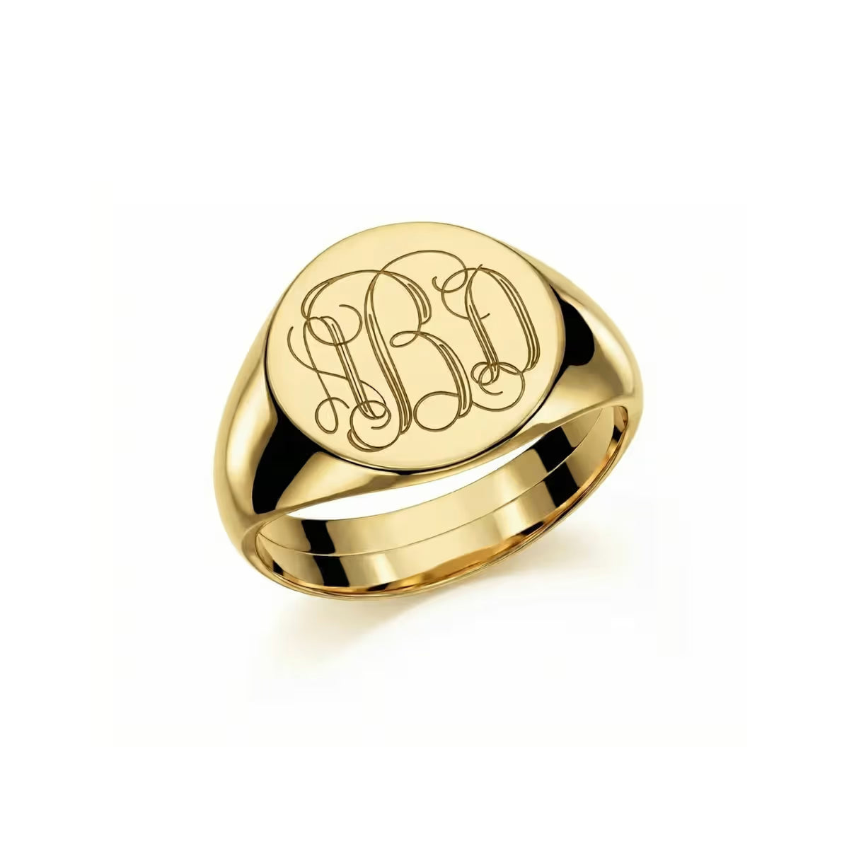 Personalised Signet Ring in waterproof gold finish