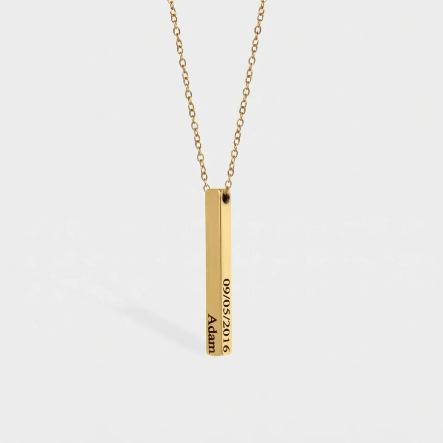 Multiple Name Necklace - 4 Sided Gold Bar in 18K gold or sterling silver