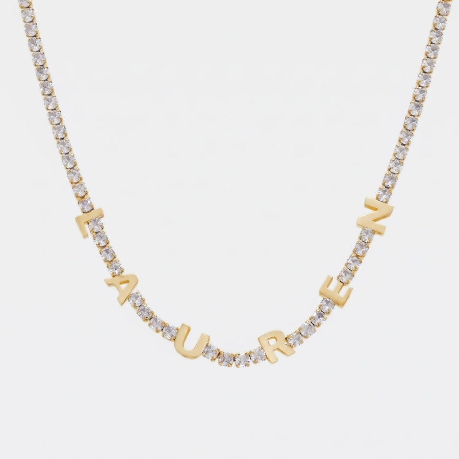 Initials Custom Tennis Necklace in 18K gold or sterling silver