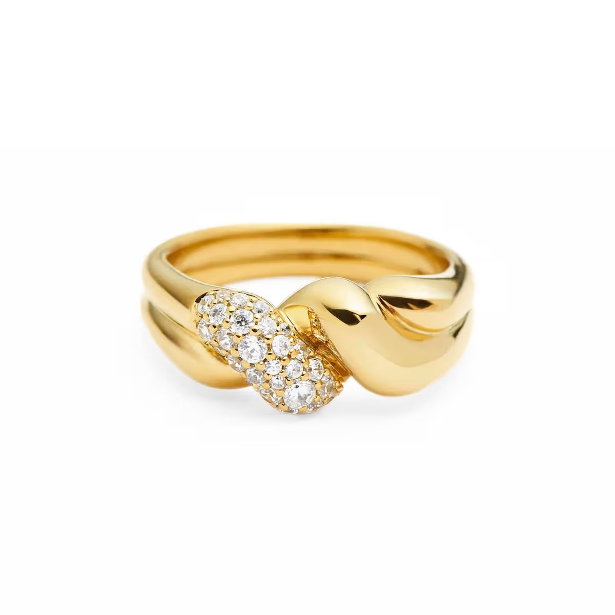 The Serpentina Pavé Ring in waterproof gold finish