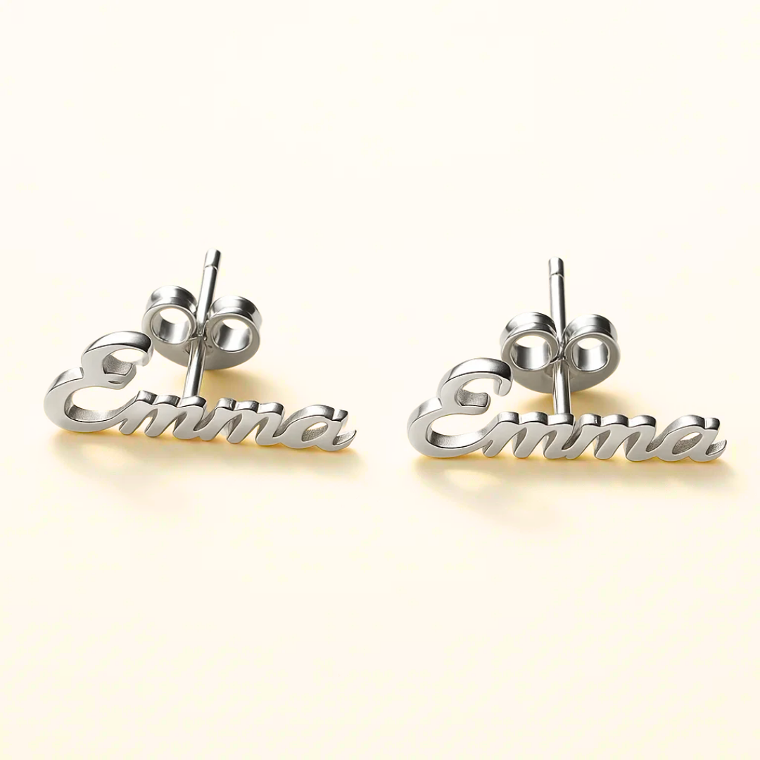 Custom name earrings in silver and gold, personalized jewelry for women, elegant gift idea