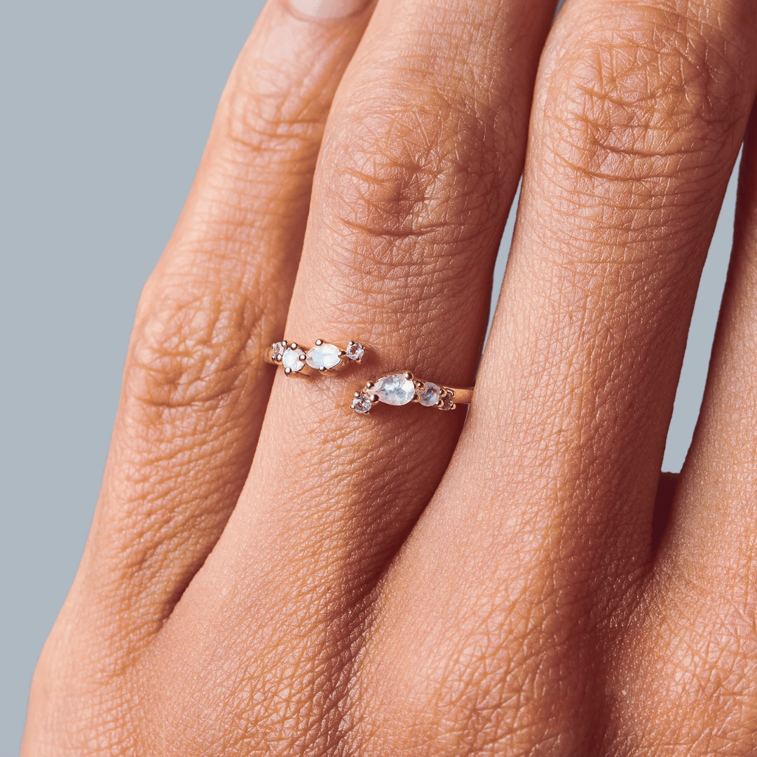 Verstellbarer Mondsteinring – Serpentin 