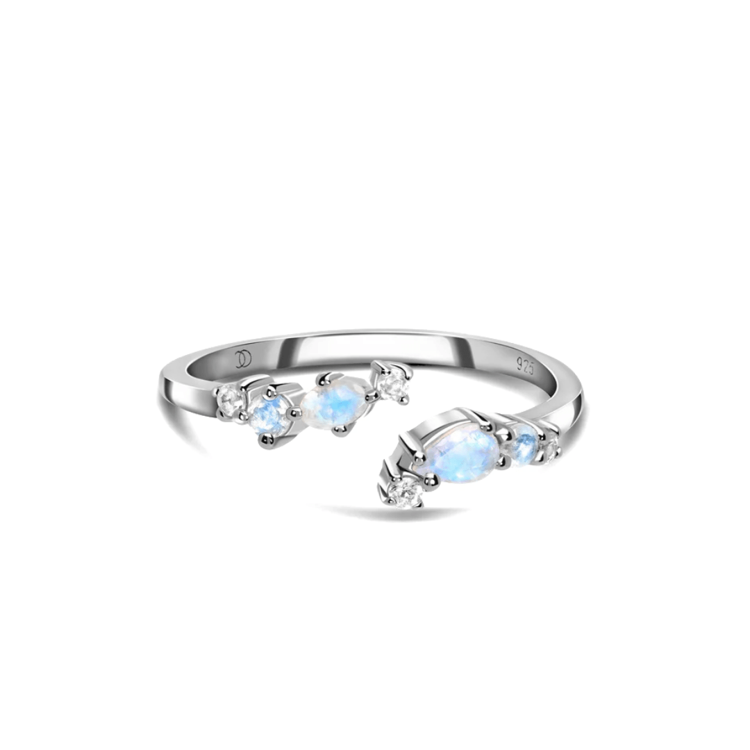 Verstellbarer Mondsteinring – Serpentin 