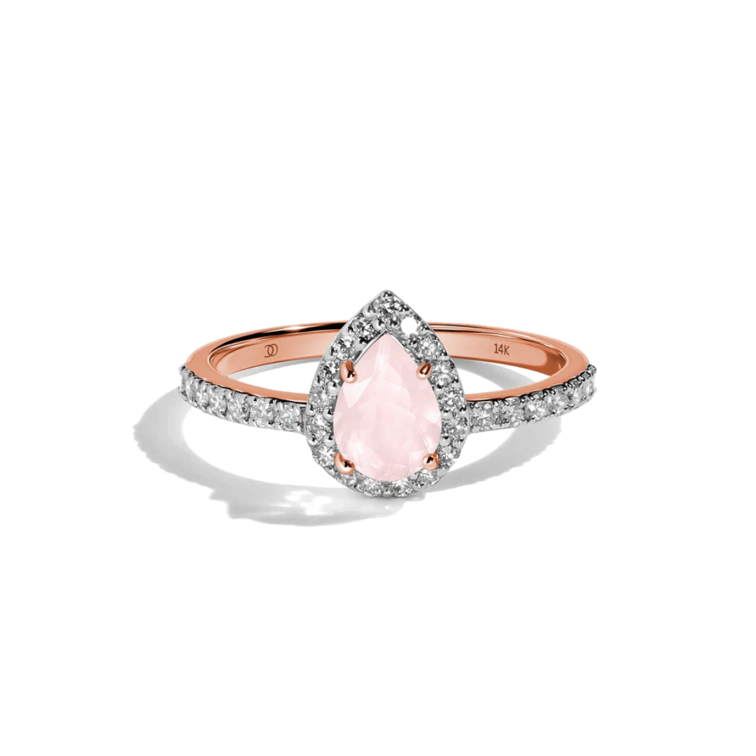 Anello regolabile in quarzo rosa – Lacrima di gioia 