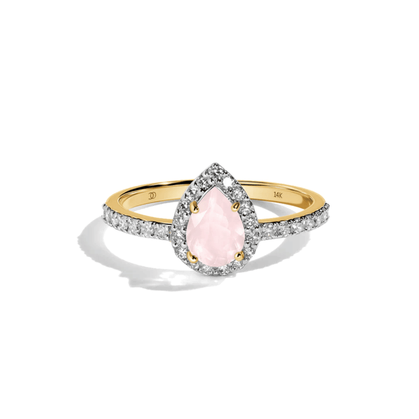 rose quartz tear of joy ring adjustable new mum gift push present Moonela